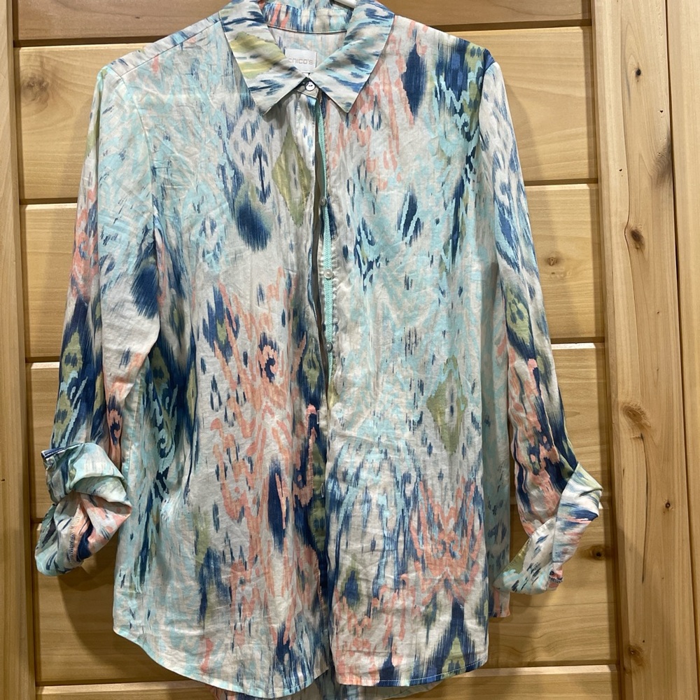 Chico's Multicolor Abstract Button Down Shirt